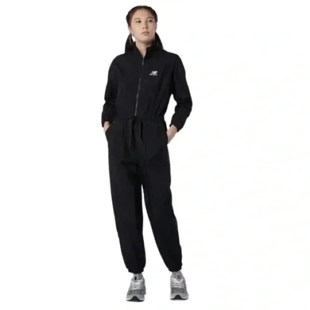 New Balance Black Long Sleeve Zip-Front Jumpsuit